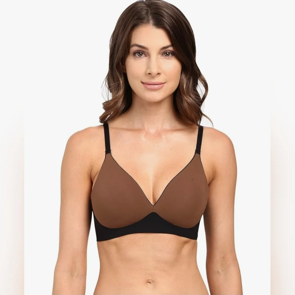 SPANX The Nudist Unlined Wireless Bra -‎ Black/Brown - Size 32B